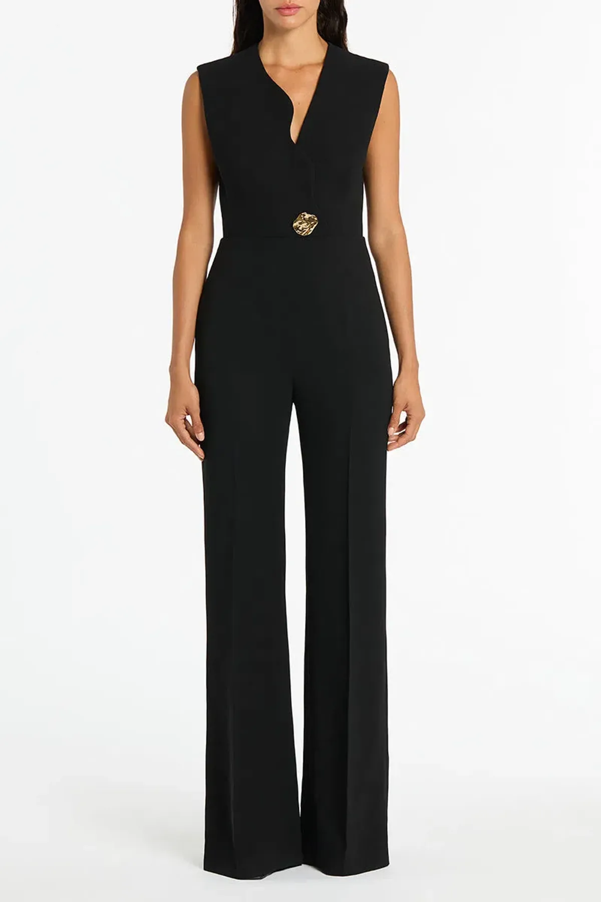 Carla Zampatti Black Crepe Scalloped Jumpsuit Size S/AU 6 for rent on The Volte - main image