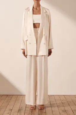 Shona Joy La Lune Double Breasted Blazer Cream Size 8 for rent on The Volte - image 1