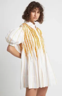 Aje Collective Beaded Mini Dress Ivory/Marigold Size 6 for rent on The Volte - image 2