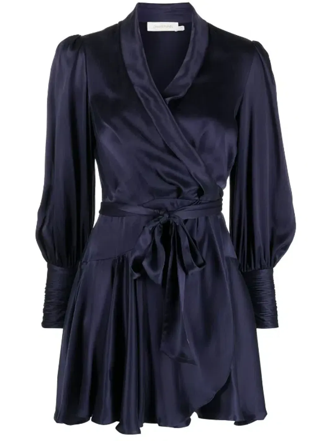 Zimmermann Silk Wrap Mini Dress in Navy Size 0 / Au 8 for rent on The Volte - main image