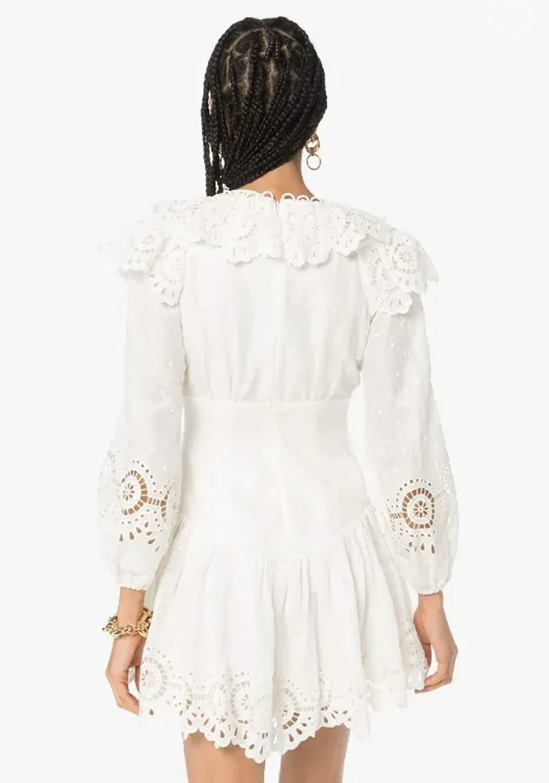  Zimmermann Bellitude Scallop Mini Dress in White Size 0 / Au 8 for rent on The Volte - main image