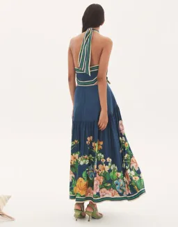 Alemais Lyla Halter Midi Dress  Royal Blue Floral Size AU 12 for rent on The Volte - image 2