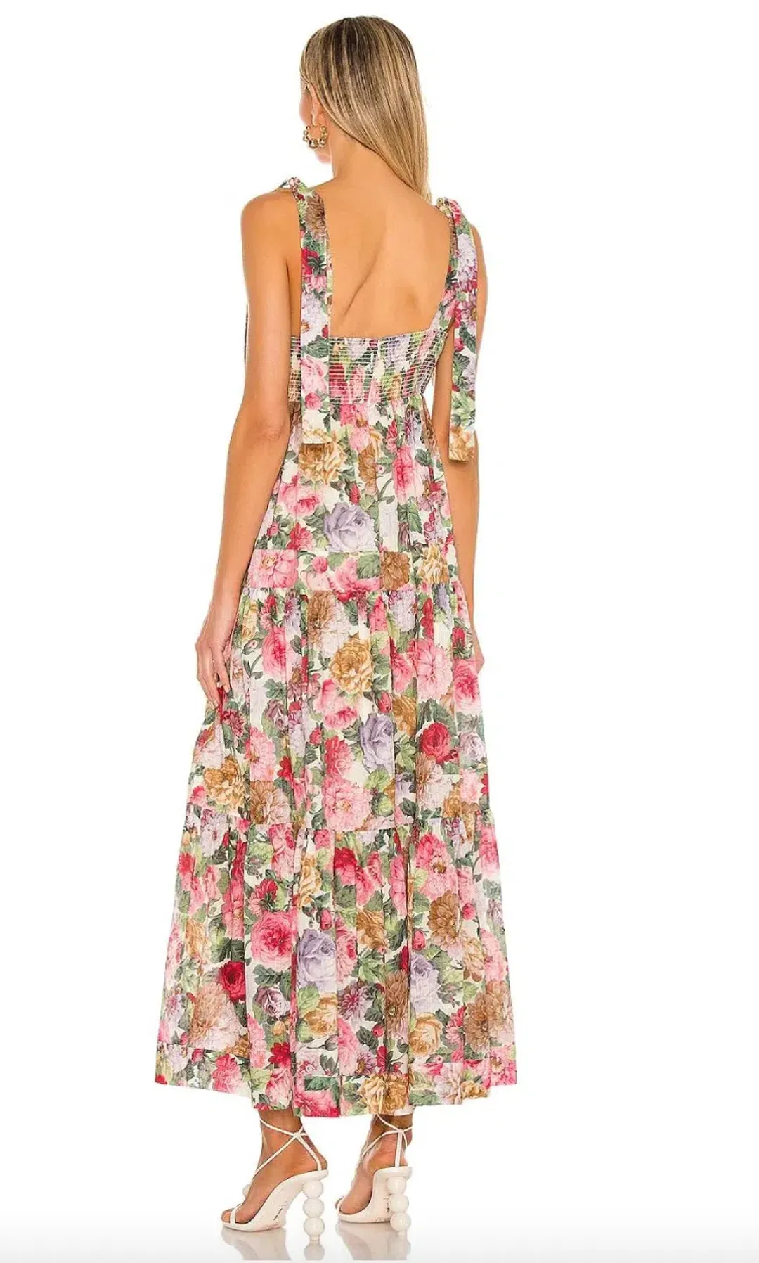 Zimmermann Mae Tie Shoulder Dress Rose Floral Size 2 / AU 12  for rent on The Volte - main image