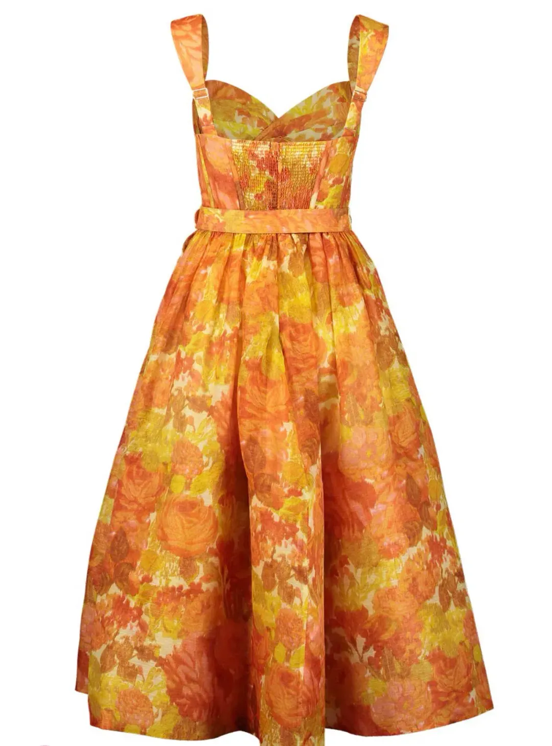 Zimmermann High Tide Picnic Midi Dress Orange Size 1 / AU 10 for rent on The Volte - main image