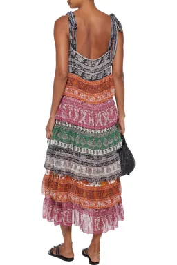 Zimmermann Amari Tiered Tie Midi Dress Multi Size 1 / Au 10 for rent on The Volte - image 2