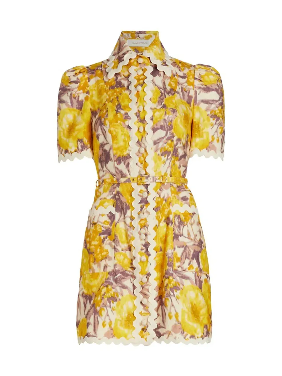 Zimmermann Ric Rac Mini Dress Yellow Floral Size 1/Au 10 for rent on The Volte - main image