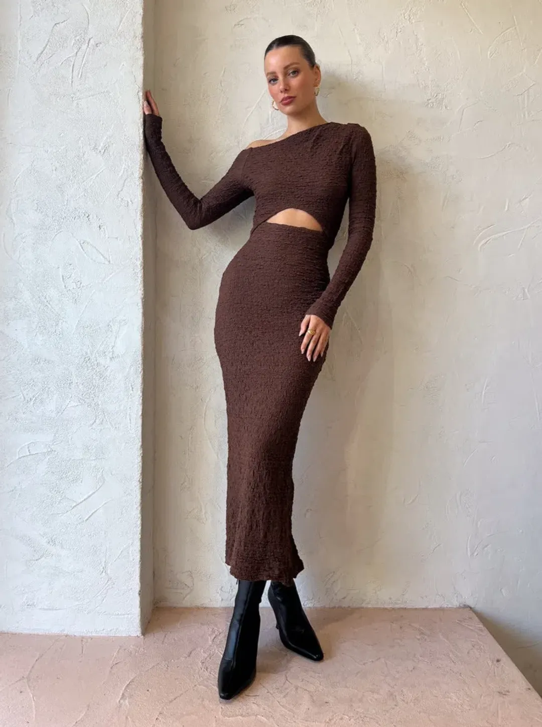 Sovere Overcast Midi Dress In Carob Size 12 / L for rent on The Volte - main image