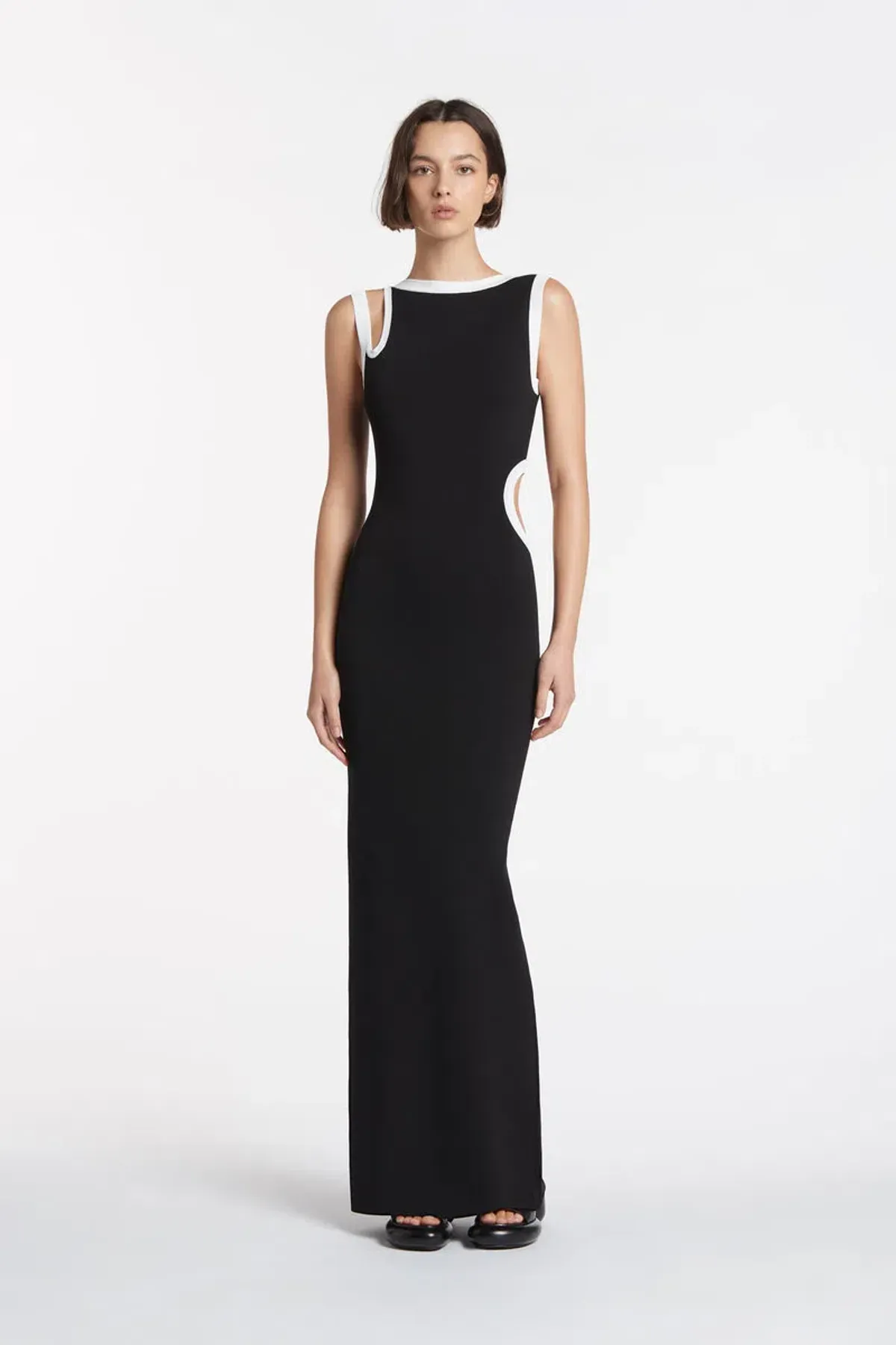Sir the Label Evalina Cut Out Dress in Black/White  Size 0 / Au 6 for rent on The Volte - main image