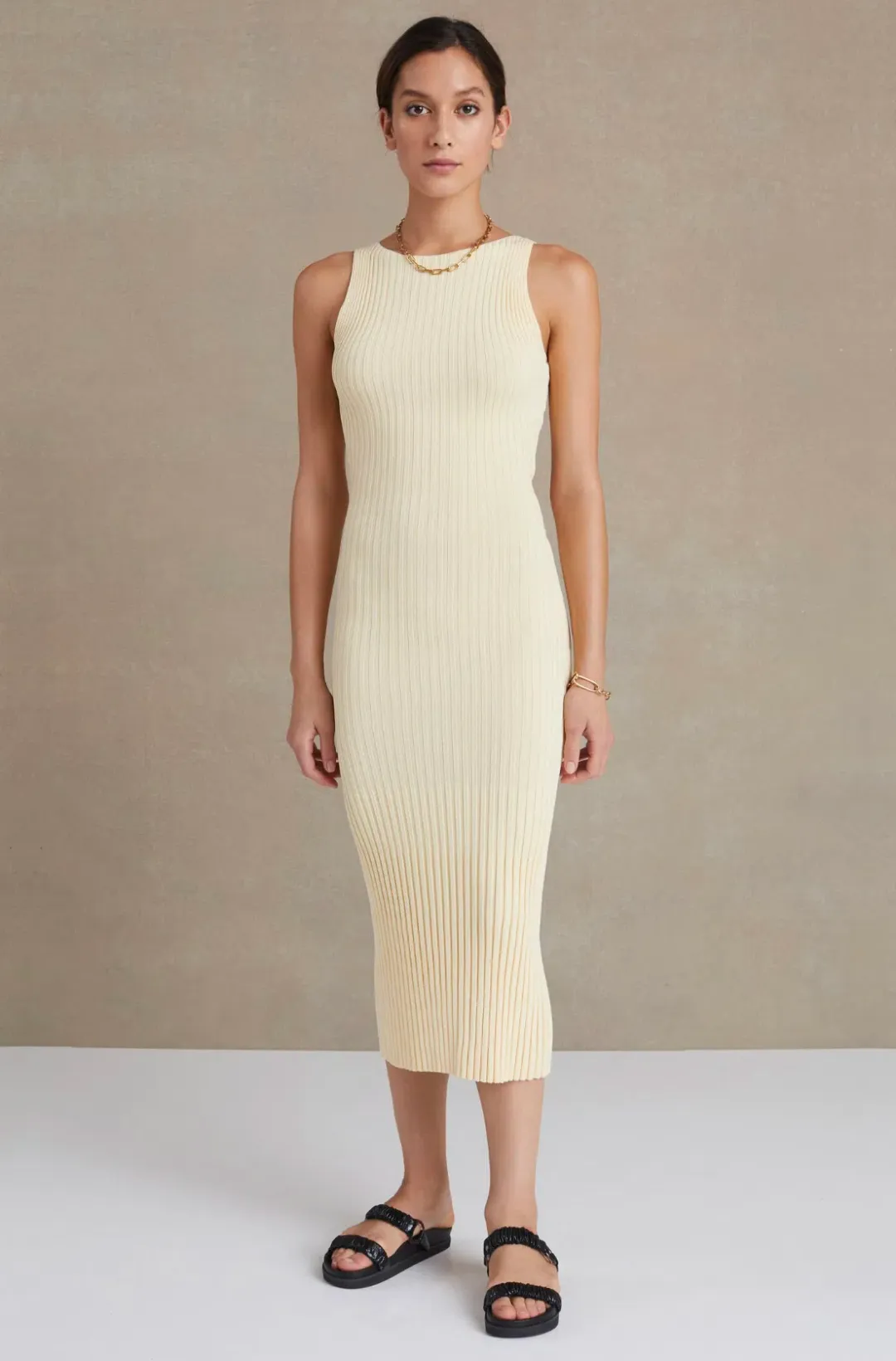 Bec & Bridge Lyla Knit Midi Dress Butter Size 6  for rent on The Volte - main image
