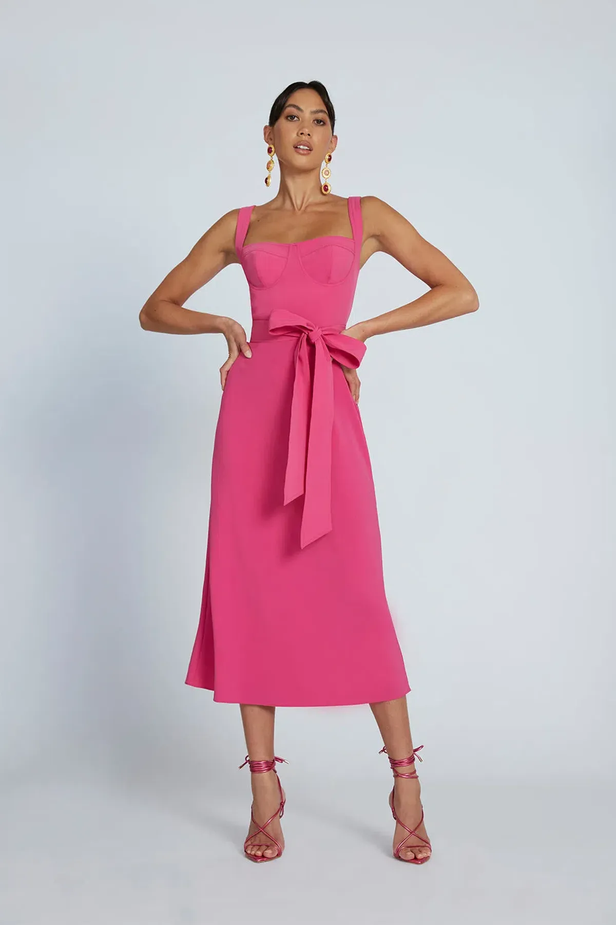 By Johnny Ora Midi Dress Pink Size AU 12 for rent on The Volte - main image