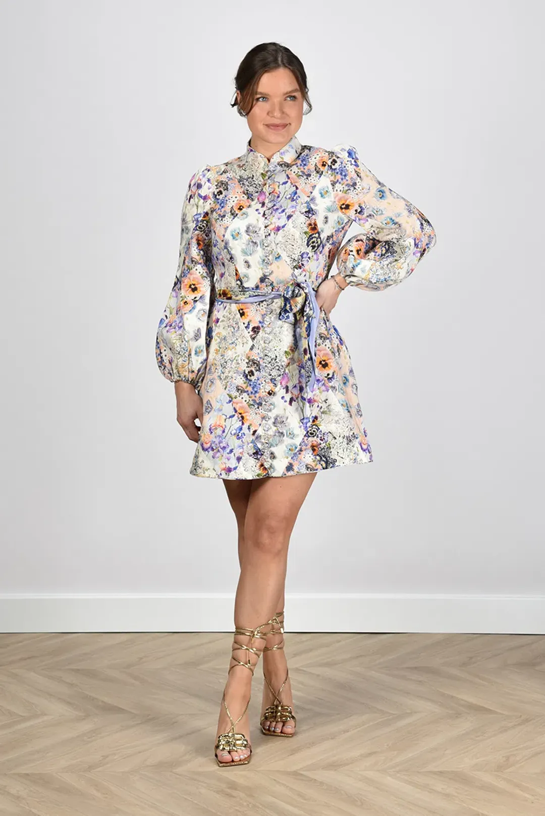 Zimmermann Tama Belted Mini Dress Floral Size 3/Au 14 for rent on The Volte - main image