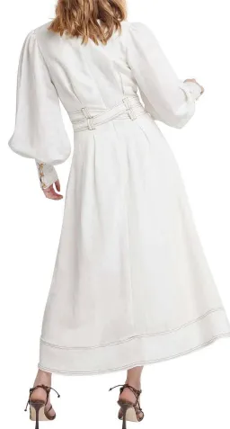 Aje Radiance Belted Midi Dress White Size 8 for rent on The Volte - image 2