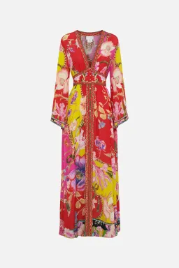 Camilla The Beetles Kimono Sleeve Dress With Shirring Detail & Matching Camilla Ring Scarf Clutch Floral Size XL/AU16 for rent on The Volte - image 6