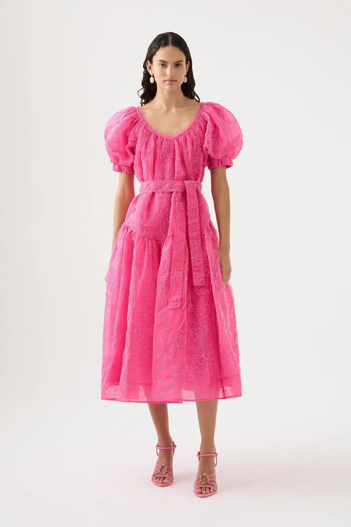 Aje Evangeline Cornelli Midi Dress Protea Pink Size 16 for rent on The Volte - main image