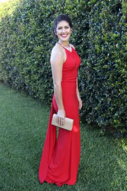 Rose Noir Halter Formal Floor Length Gown Red Size 8 for rent on The Volte - image 1