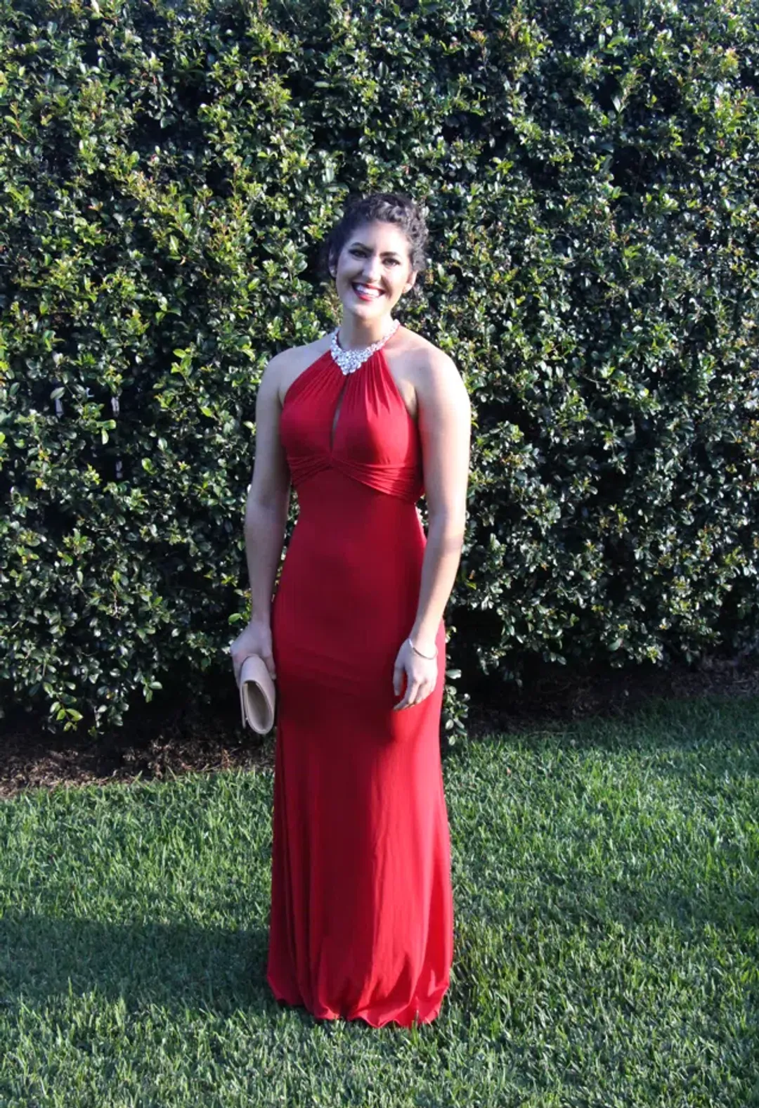 Rose Noir Halter Formal Floor Length Gown Red Size 8 for rent on The Volte - main image