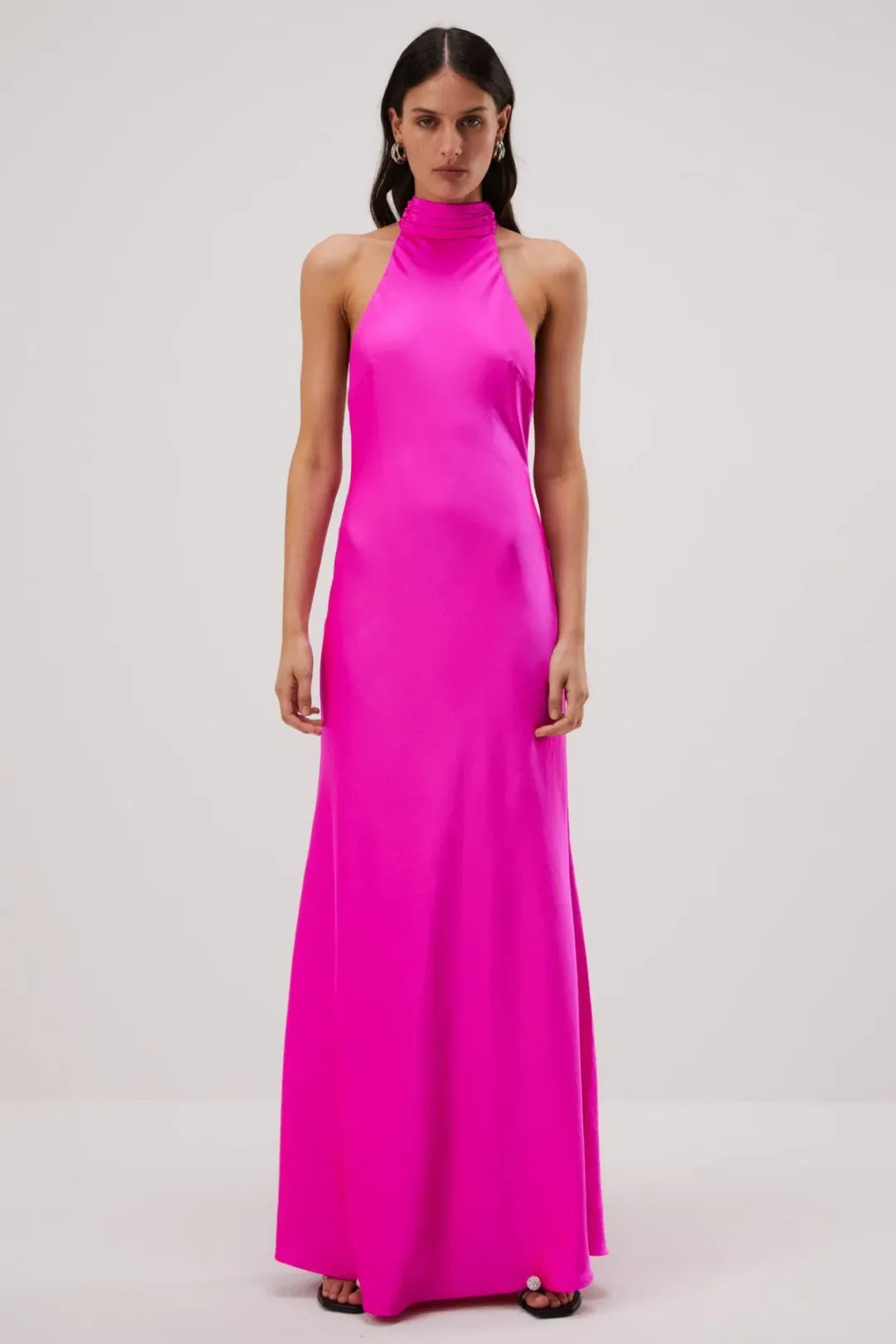 Misha Evianna Satin Gown Hot Pink Size 6/XS for rent on The Volte - main image