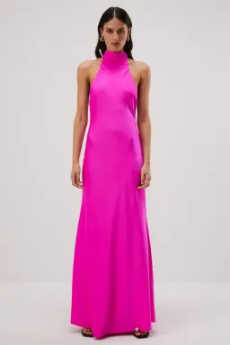 Misha Evianna Satin Gown Hot Pink Size 6/XS for rent on The Volte - image 1