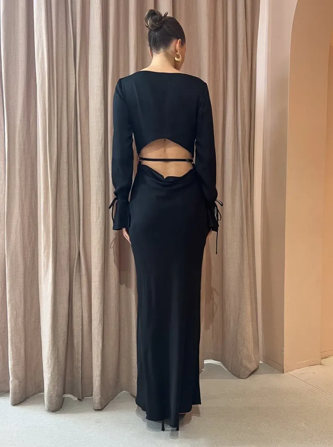 Bec & Bridge Diamond Days Long Sleeve Maxi Dress in Black Size 10 / M for rent on The Volte - main image
