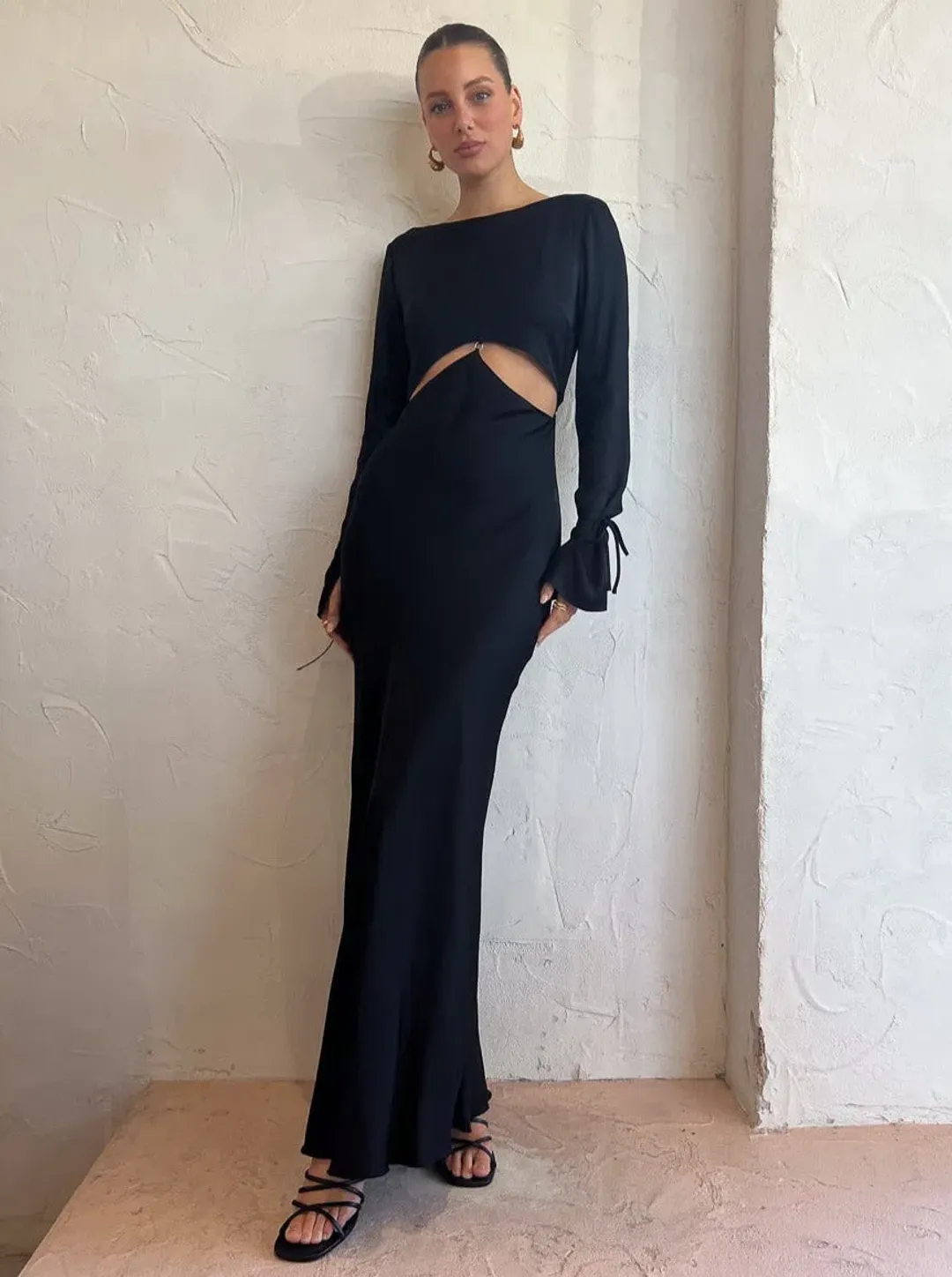 Bec & Bridge Diamond Days Long Sleeve Maxi Dress in Black Size 10 / M for rent on The Volte - main image