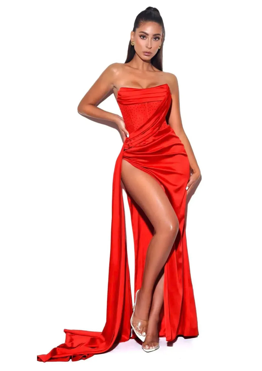Miss Circle Holly Crystalised Dress Red Size 10 for rent on The Volte - main image