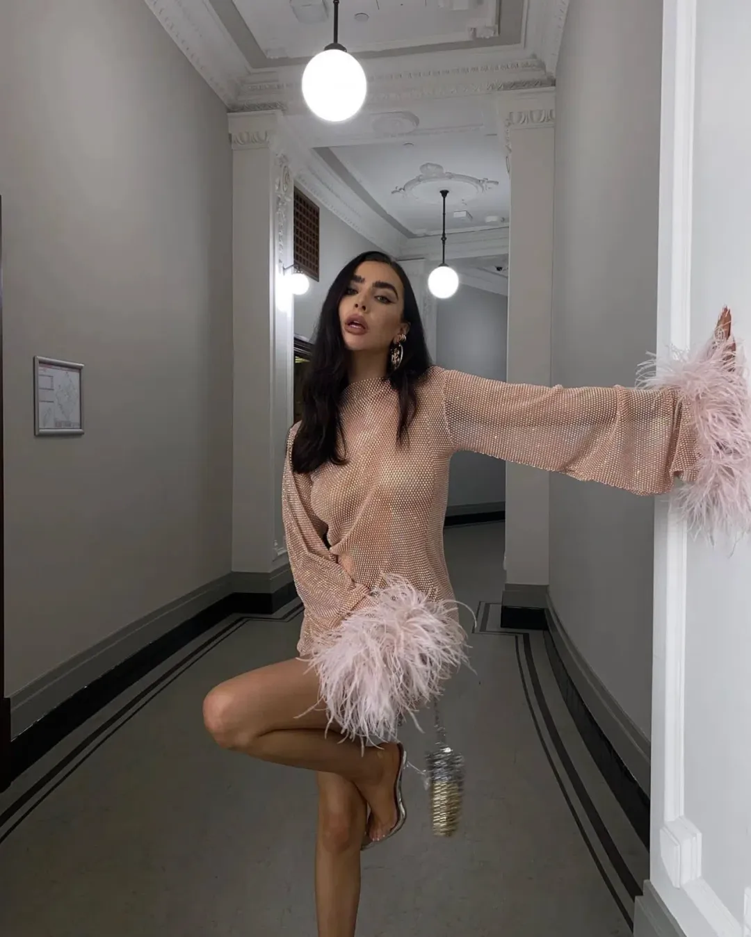 Santa Brands Feathers Mini Dress Blush One Size  for rent on The Volte - main image