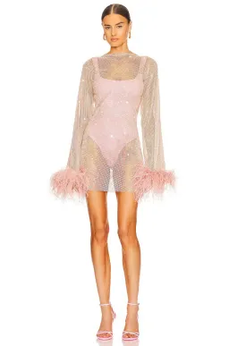 Santa Brands Feathers Mini Dress Blush One Size  for rent on The Volte - image 1