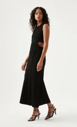 Aje Arp Cut Out Knit Midi Dress Black Size 6  for rent on The Volte - image 2