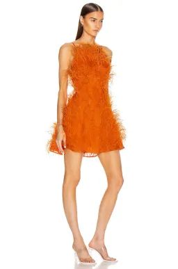 Cult Gaia Shannon Dress Orange Feathers Size XS/S for rent on The Volte - image 1