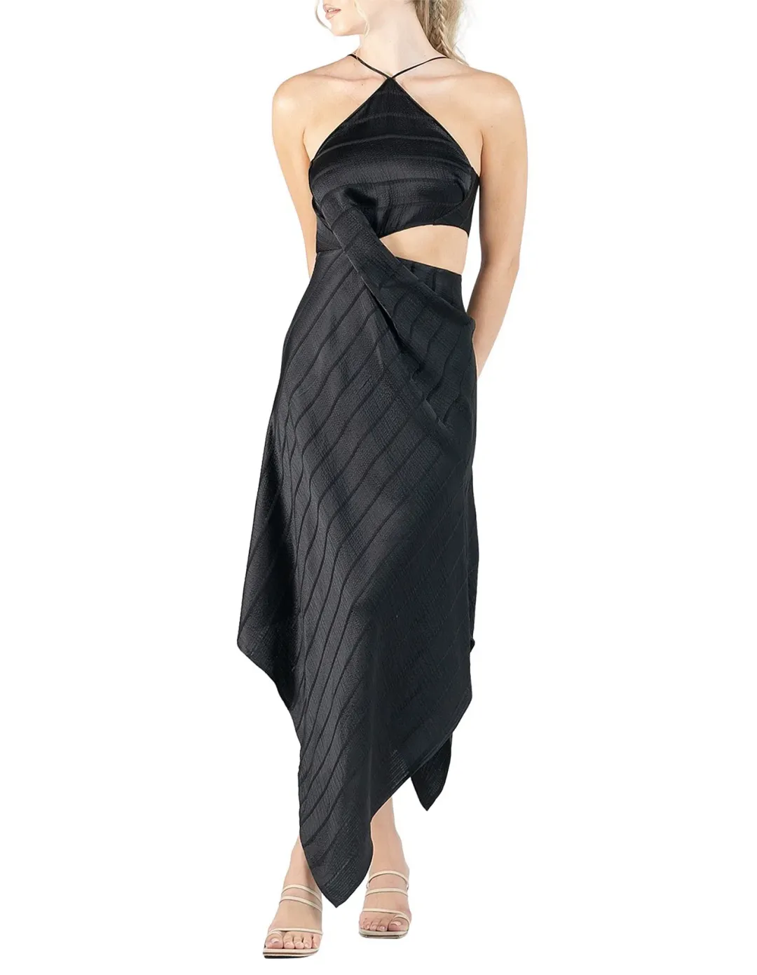 One Fell Swoop Viola Midi Dress Black Size 10 for rent on The Volte - main image