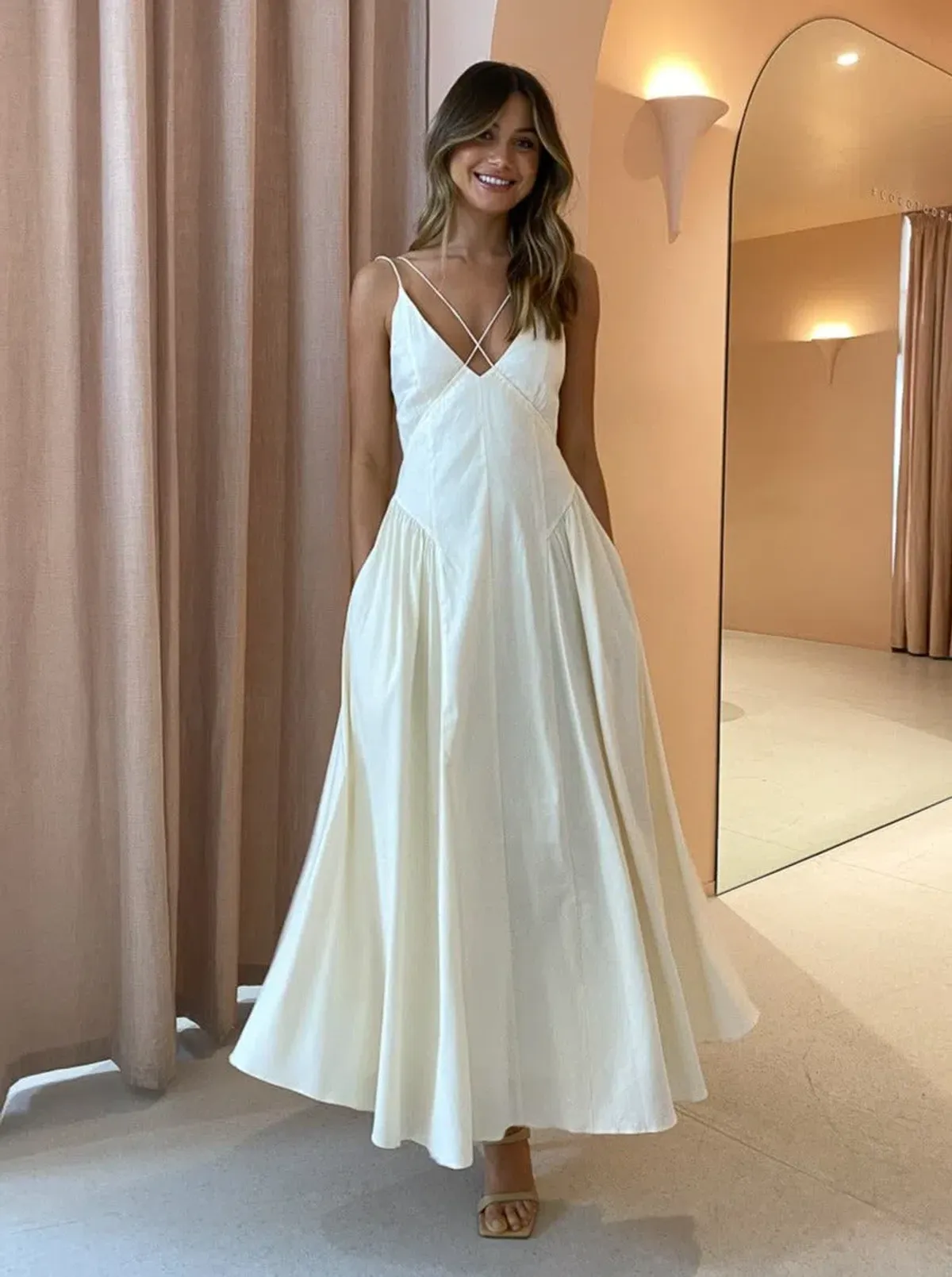 Camilla & Marc Antelao Dress in Cream Size 10 for rent on The Volte - main image