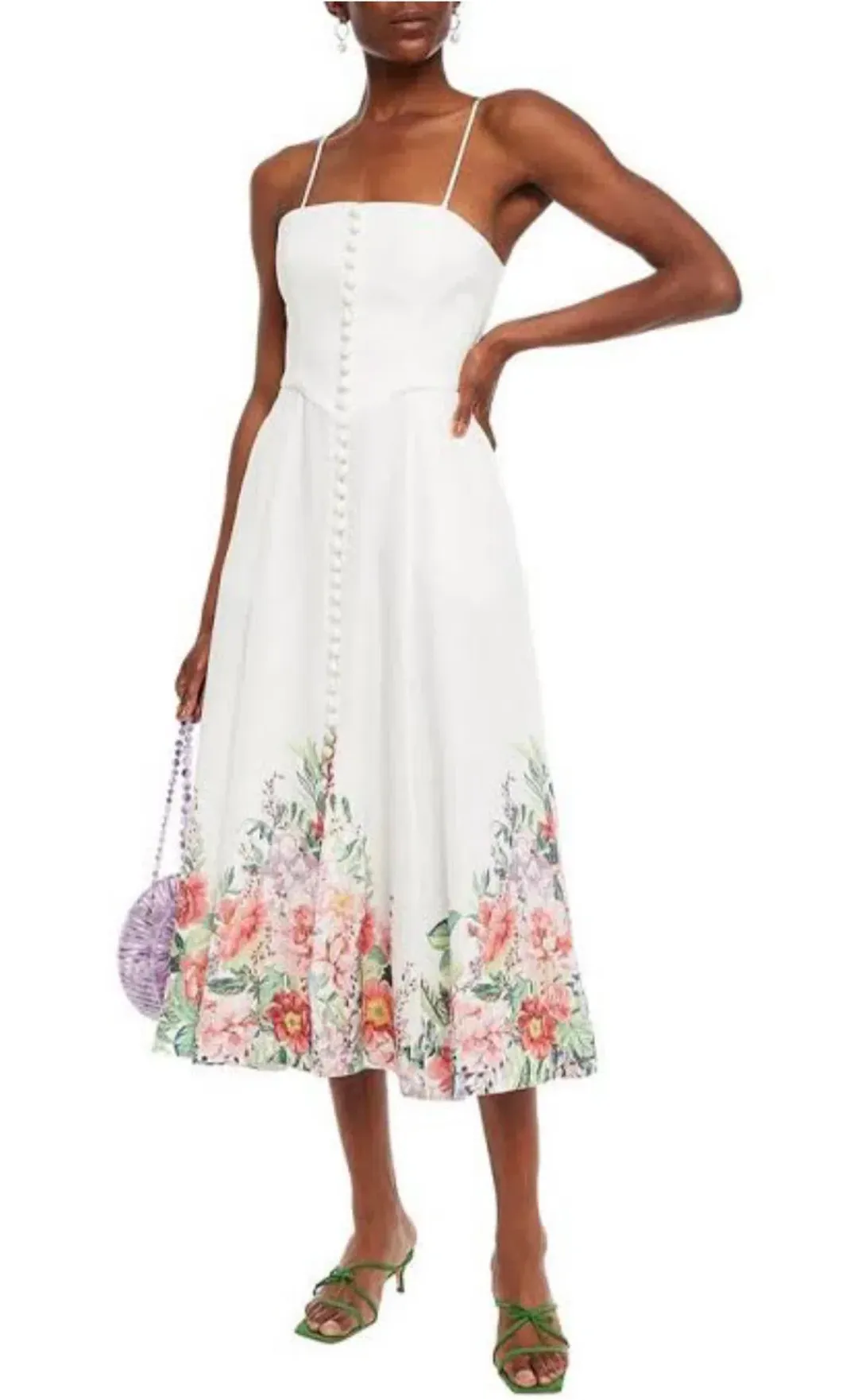 Zimmermann Bellitude Midi Floral Linen Midi Dress Floral Size 2/Au 12 for rent on The Volte - main image