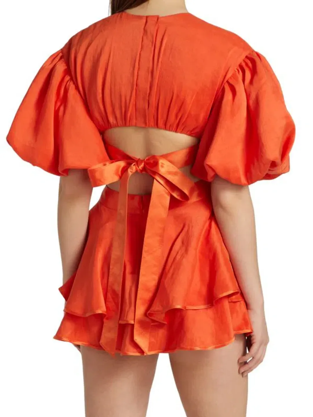Aje Gracious Cut-Out Mini Dress Orange Size 10 for rent on The Volte - main image