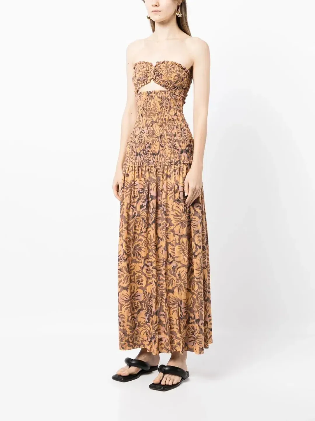 Bec & Bridge Samara Strapless Shirred Maxi Dress Floral Size 8 for rent on The Volte - main image