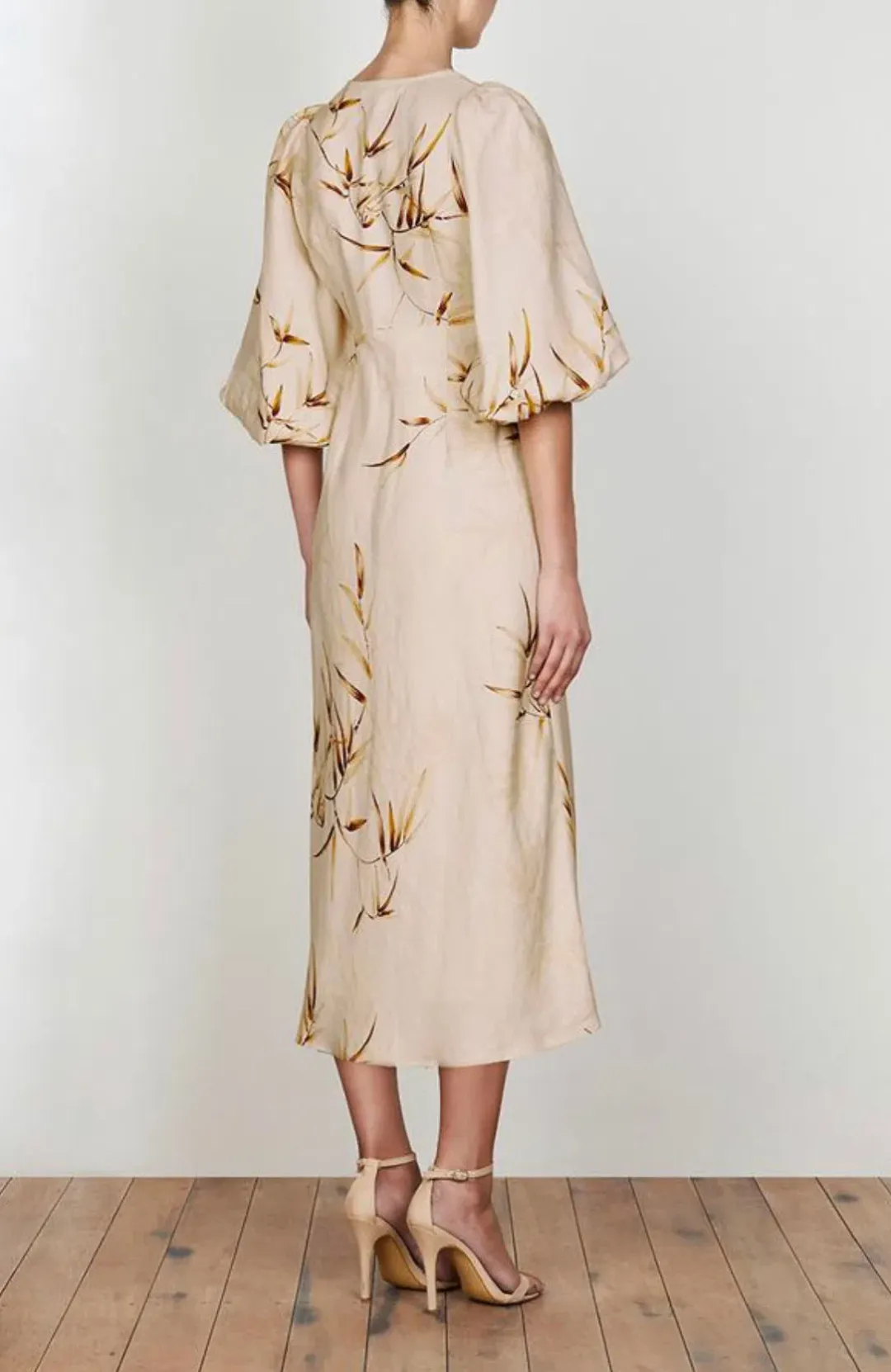 Shona joy Sundance Tie Front Linen Midi Dress Print Size 10 for rent on The Volte - main image