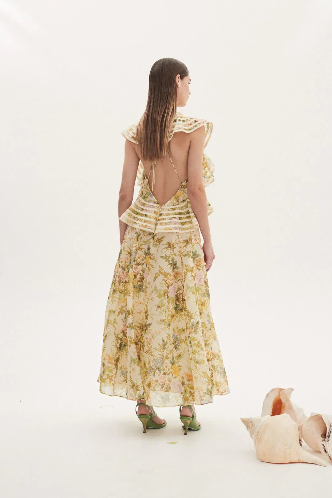Alemais Eden Flounce Midi Dress Floral Size 8 for rent on The Volte - main image