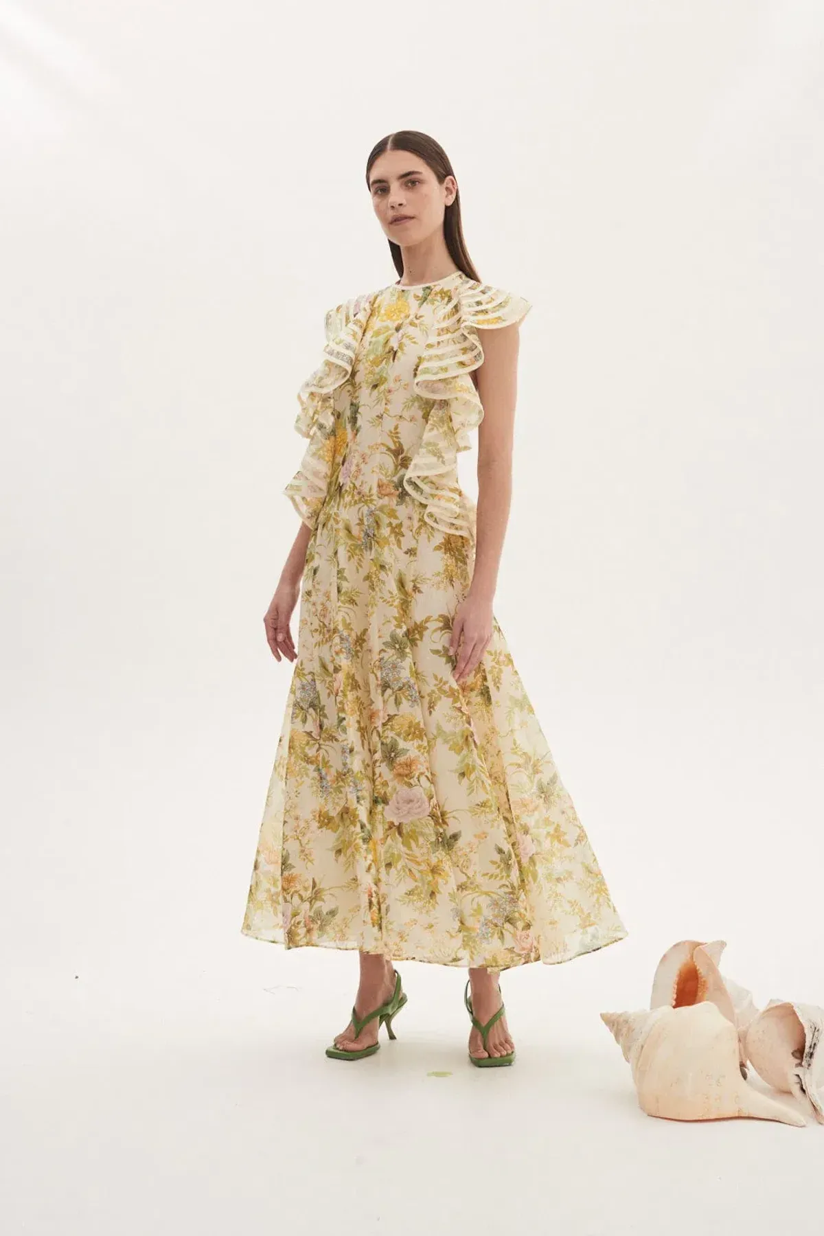 Alemais Eden Flounce Midi Dress Floral Size 8 for rent on The Volte - main image