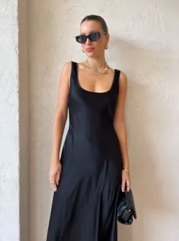 By Nicola Beneath The Stars Bias Cut Slip Dress in Black Size 12 for rent on The Volte - image 4
