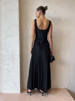 By Nicola Beneath The Stars Bias Cut Slip Dress in Black Size 12 for rent on The Volte - image 3