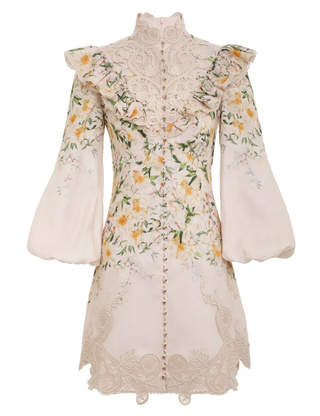 Zimmermann The Coaster Battenburg Blouse in Blush Garden FloralSize 1/Au 10  for rent on The Volte - main image