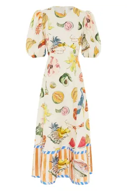 Alémais Theo Midi Dress Cream/Print Size Au 12 for rent on The Volte - image 2