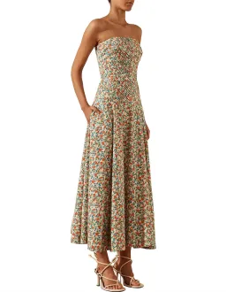Shona Joy Ulani Strapless Pleated Midi Dress Floral Size 8 for rent on The Volte - image 2