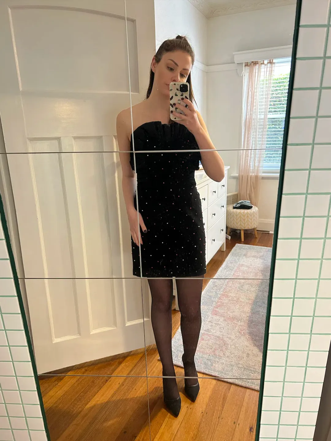 Rebecca Vallance Pollock Strapless Mini Dress Black Size 10 for rent on The Volte - main image