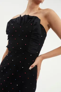 Rebecca Vallance Pollock Strapless Mini Dress Black Size 10 for rent on The Volte - image 2