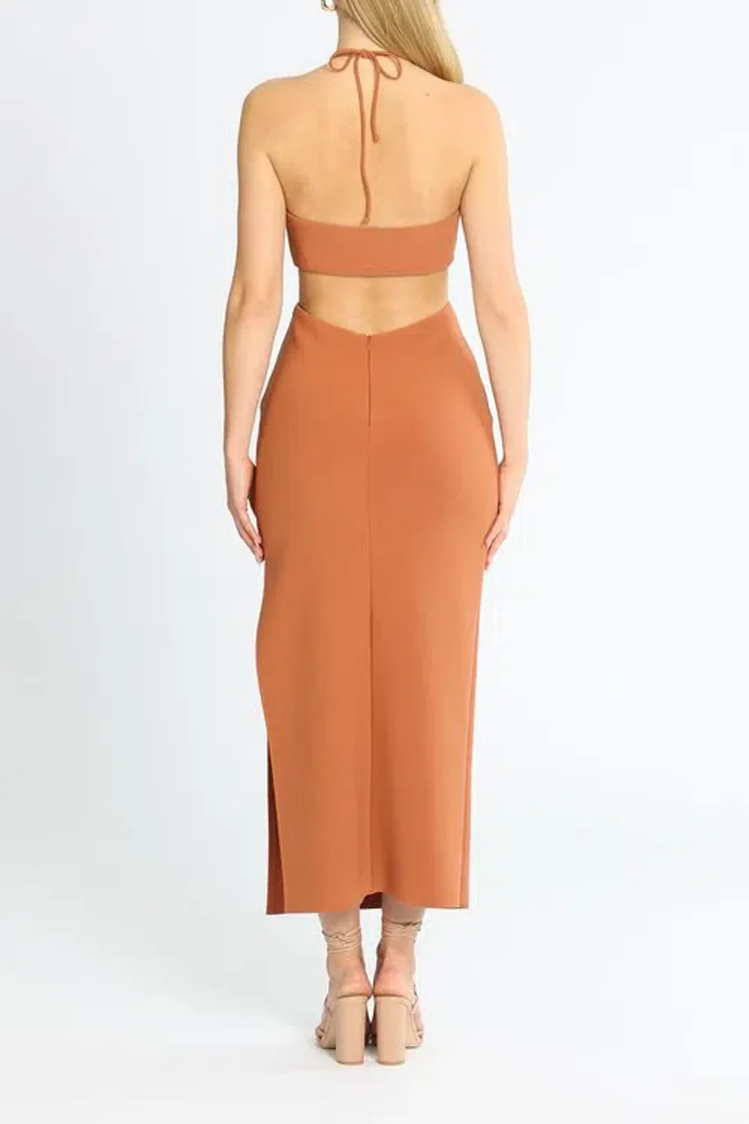 Bec & Bridge Cut Out Midi Dress Orange Size 12 for rent on The Volte - main image