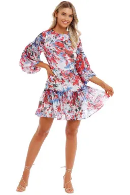 Sofia Irina Tiered Mini Balloon Dress Spring Flora Size 8 for rent on The Volte - image 2