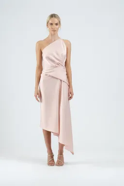 One Fell Swoop Temptation Midi Dress in Sleek Blush Size 10 for rent on The Volte - image 1