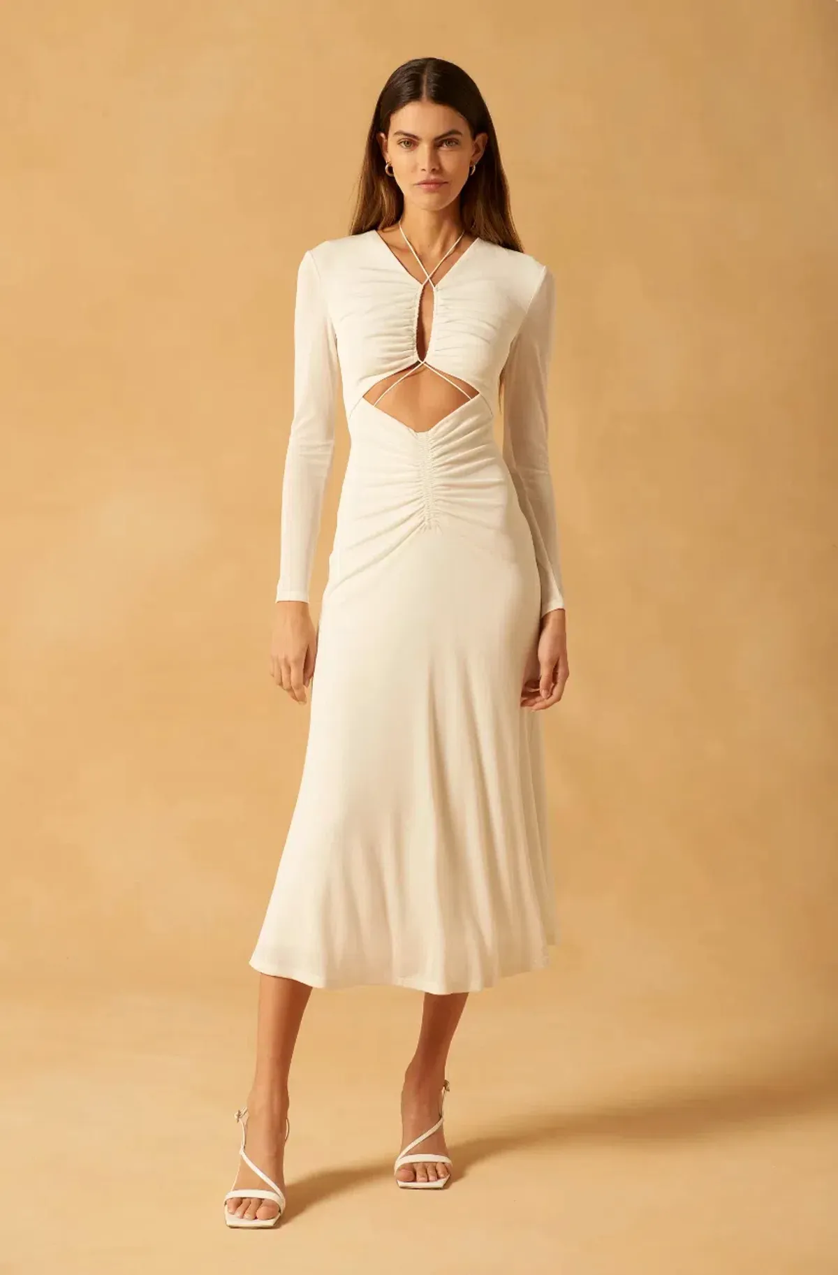 MISHA Kerry Slinky Jersey Midi Dress White Size 10/M for rent on The Volte - main image