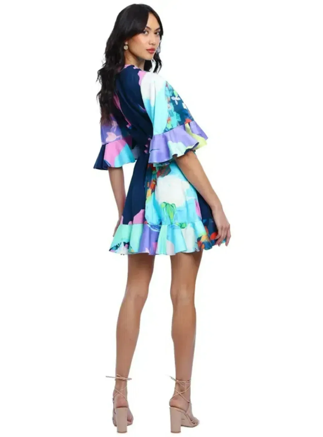 Leo & Lin Illusory Mini Dress Multi Print Size AU 12 for rent on The Volte - main image