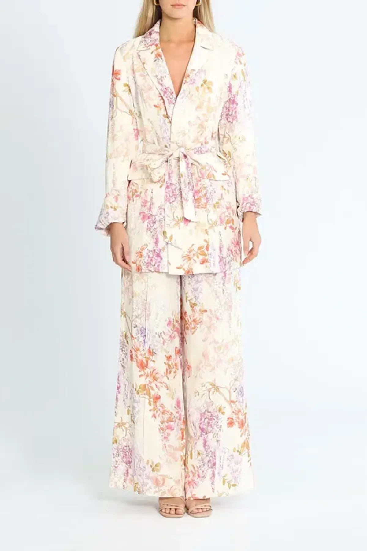 Ministry of Style Joyful Blooms Blazer and Pant Set Multi Print White Size 12 for rent on The Volte - main image